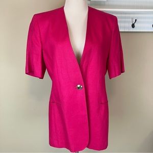 RIZIK BROS Vintage MAX MARA Women's Size 8 Linen Pink Single Button